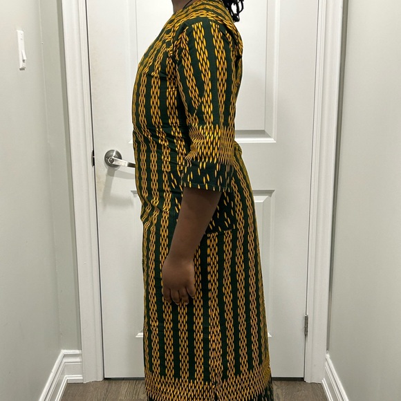 Green and Yellow Ankara Maxi Dress - Picture 5 of 12